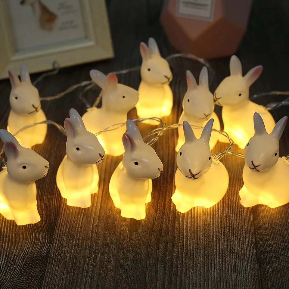 Rabbit String Lights Easter Bunny Children Room Cartoon Decoration Dry Battery for Kids