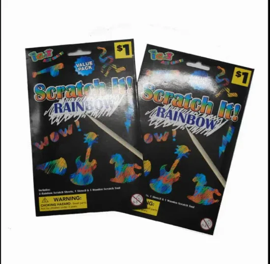 50 fogli Scratch Magic Rainbow Paper Craft Kit Carta da disegno per ragazze Ragazzi 3 4 5 6 7 8 anni Fai da te Bomboniere Gioco Attività Compleanno Giocattolo Set regalo